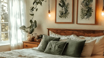 boho bedroom with plants (1)