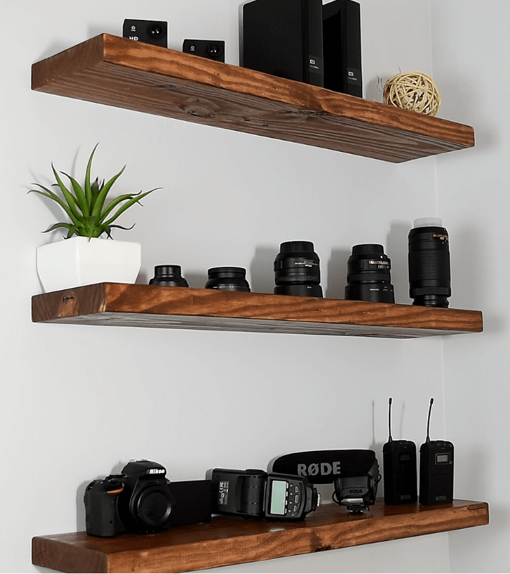 rustic floating shelves