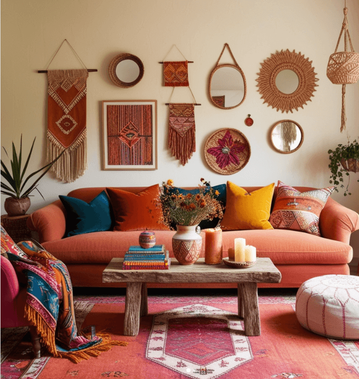 modern boho living room