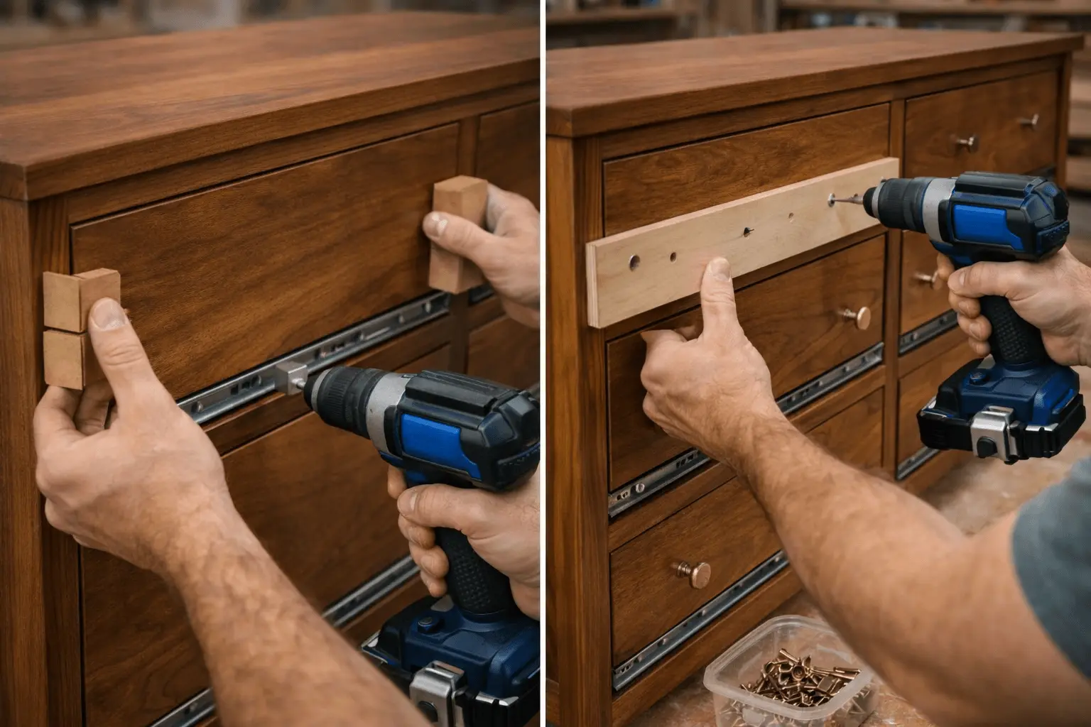 Attach Drawer Fronts & Hardware