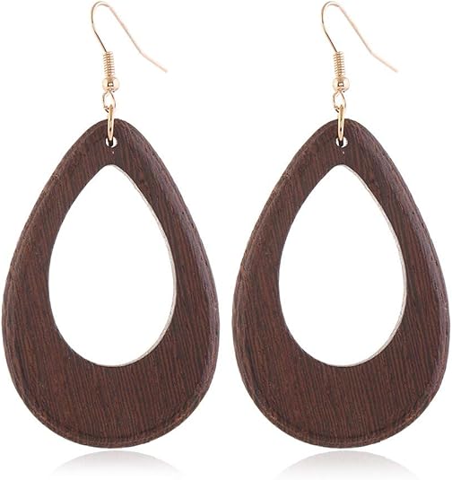 Geometric Wood Drop Earrings