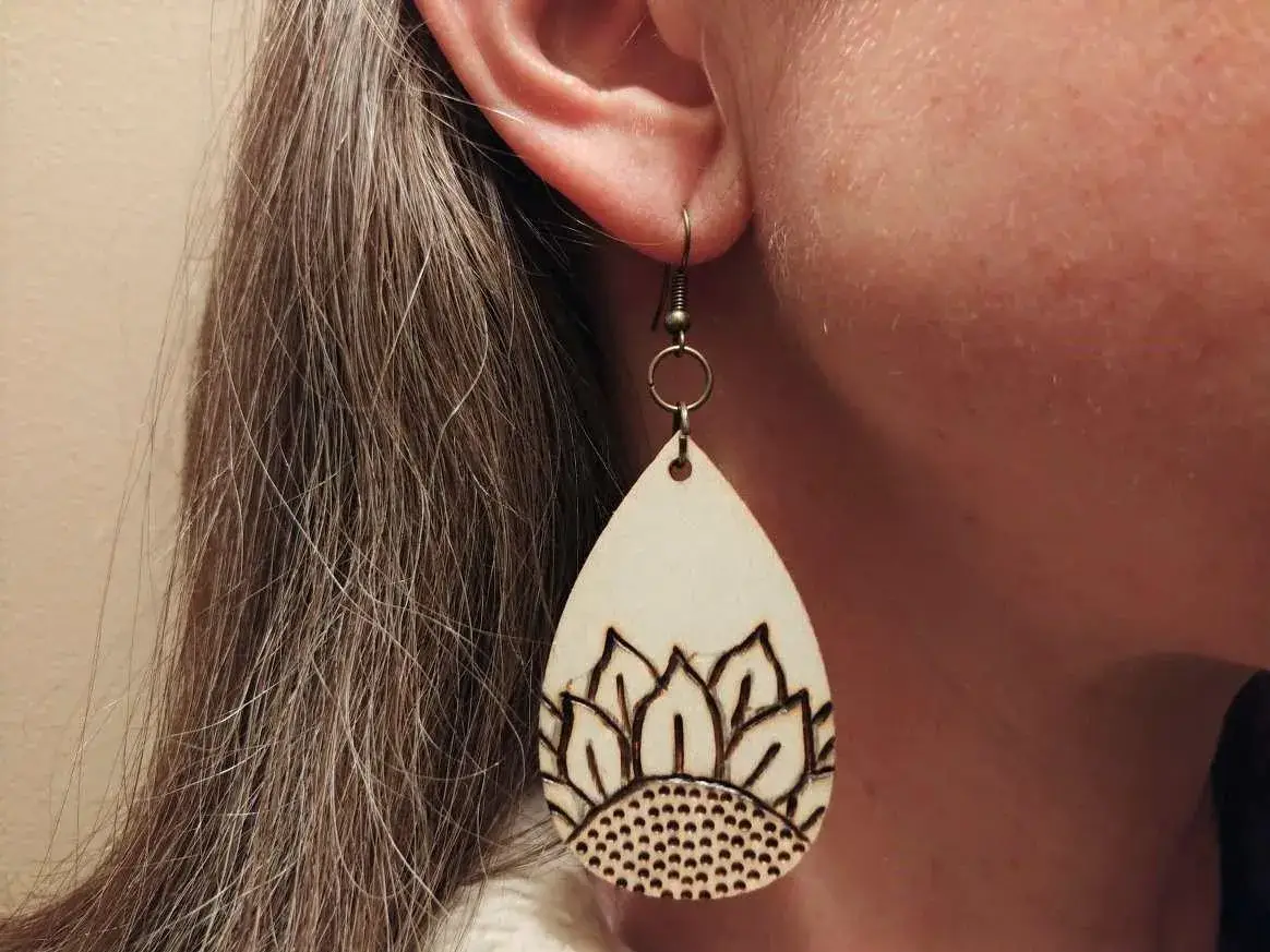 Wood Burned Earrings