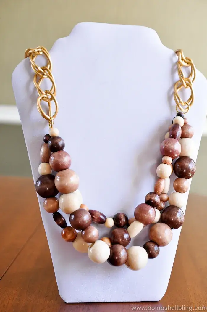 Wooden Bead Statement Necklace