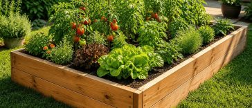 wooden raised garden bed