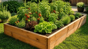 wooden raised garden bed