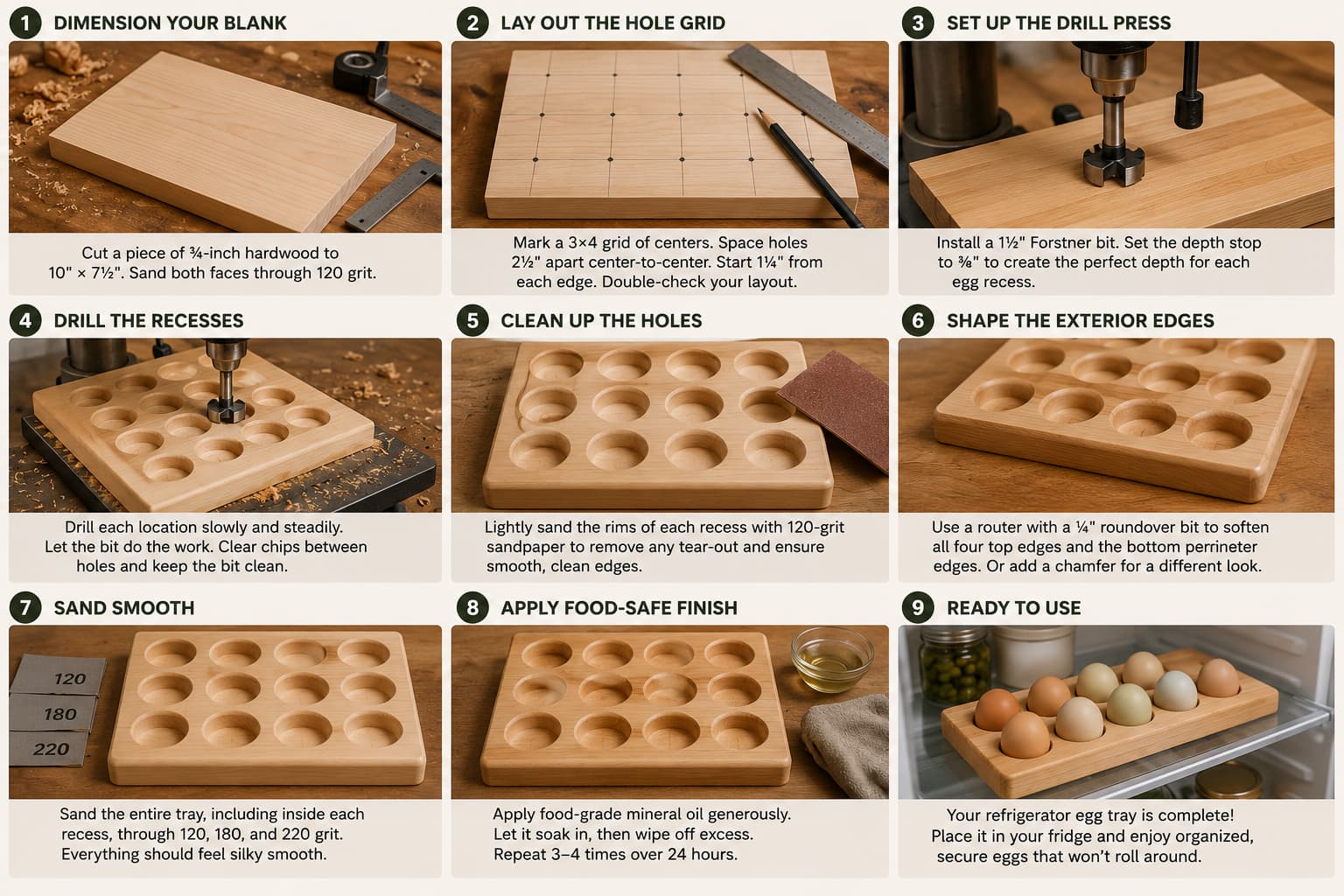 steps for wooden egg holder