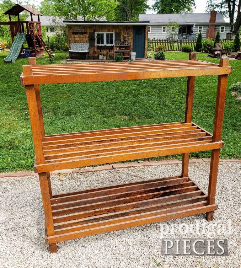 Fold-Down Potting Bench on a Garden Shed Wall