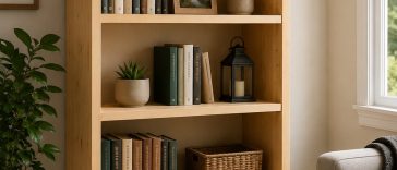 wooden bookshelf