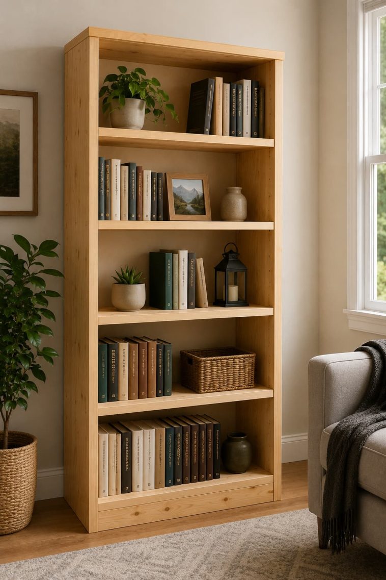 wooden bookshelf