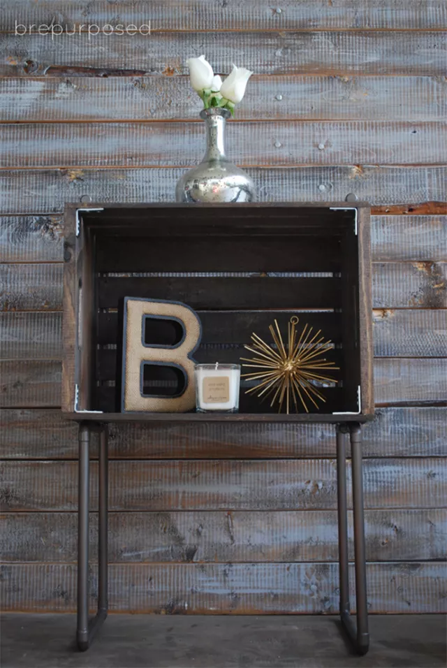 Industrial Pipe & Wood End Table