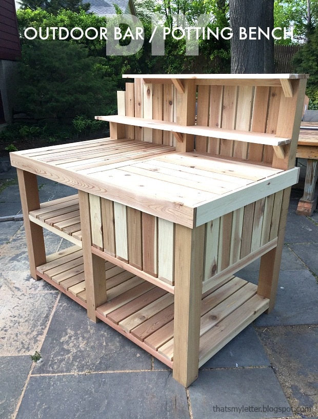 Potting Bench + Outdoor Bar Cart Combo