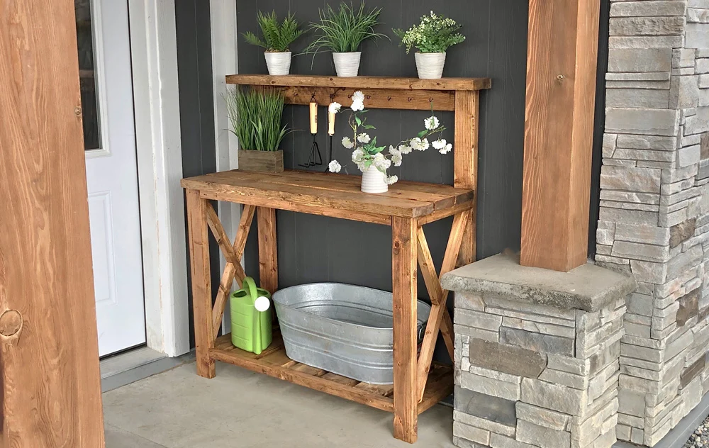 Weathered Wood Farmhouse Bench