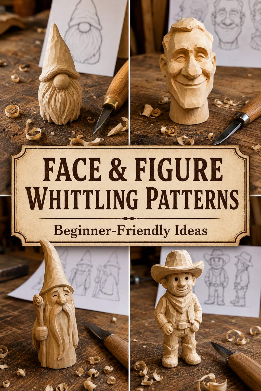 face and figuring whittling patterns