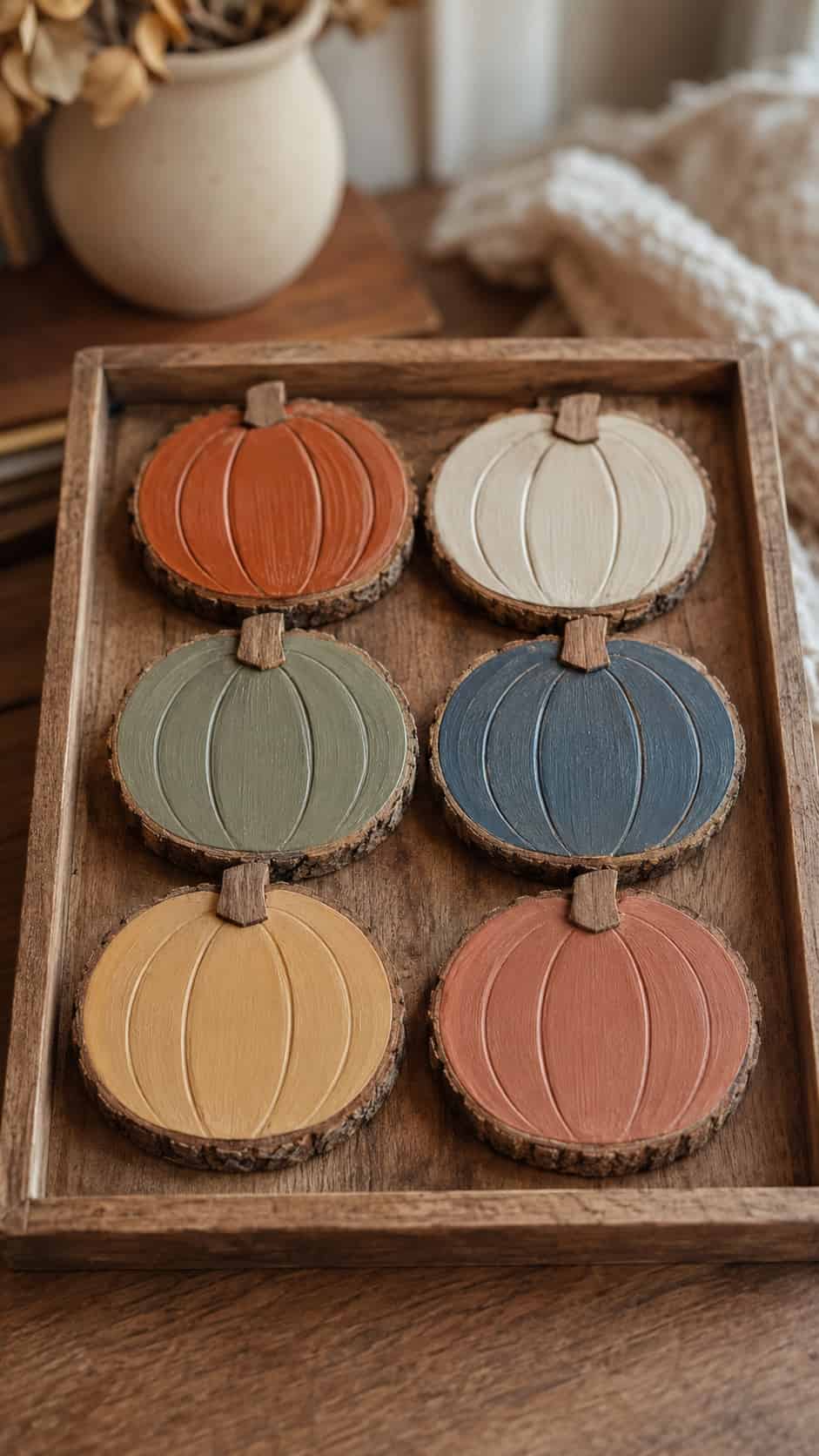 Wood-Slice Pumpkin Ornaments