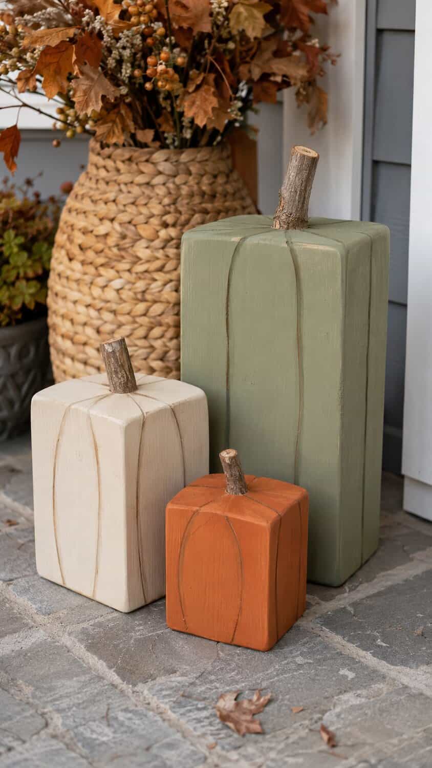 4x4 Wooden Pumpkin Trio