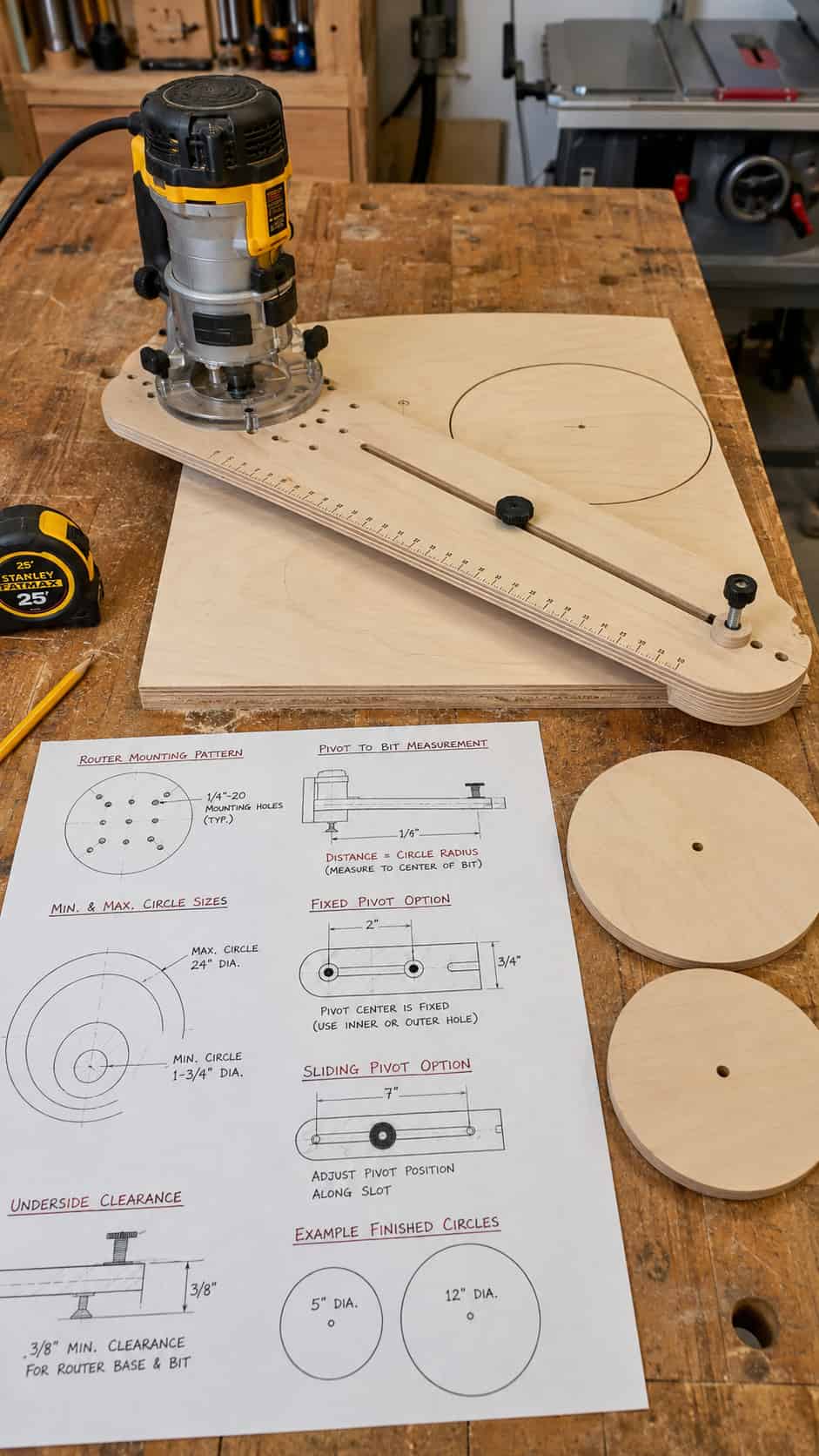 Adjustable Circle-Cutting Jig