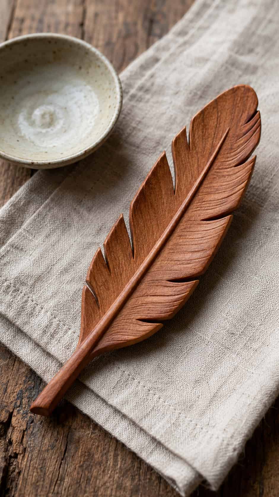 Carved Wooden Feather
