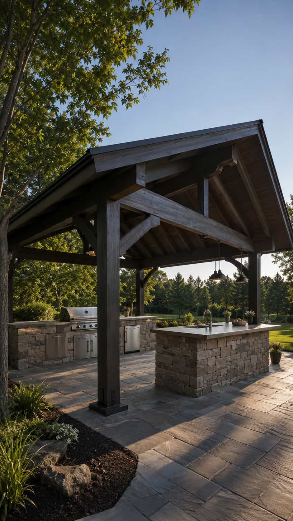 Covered Backyard Cooking Station