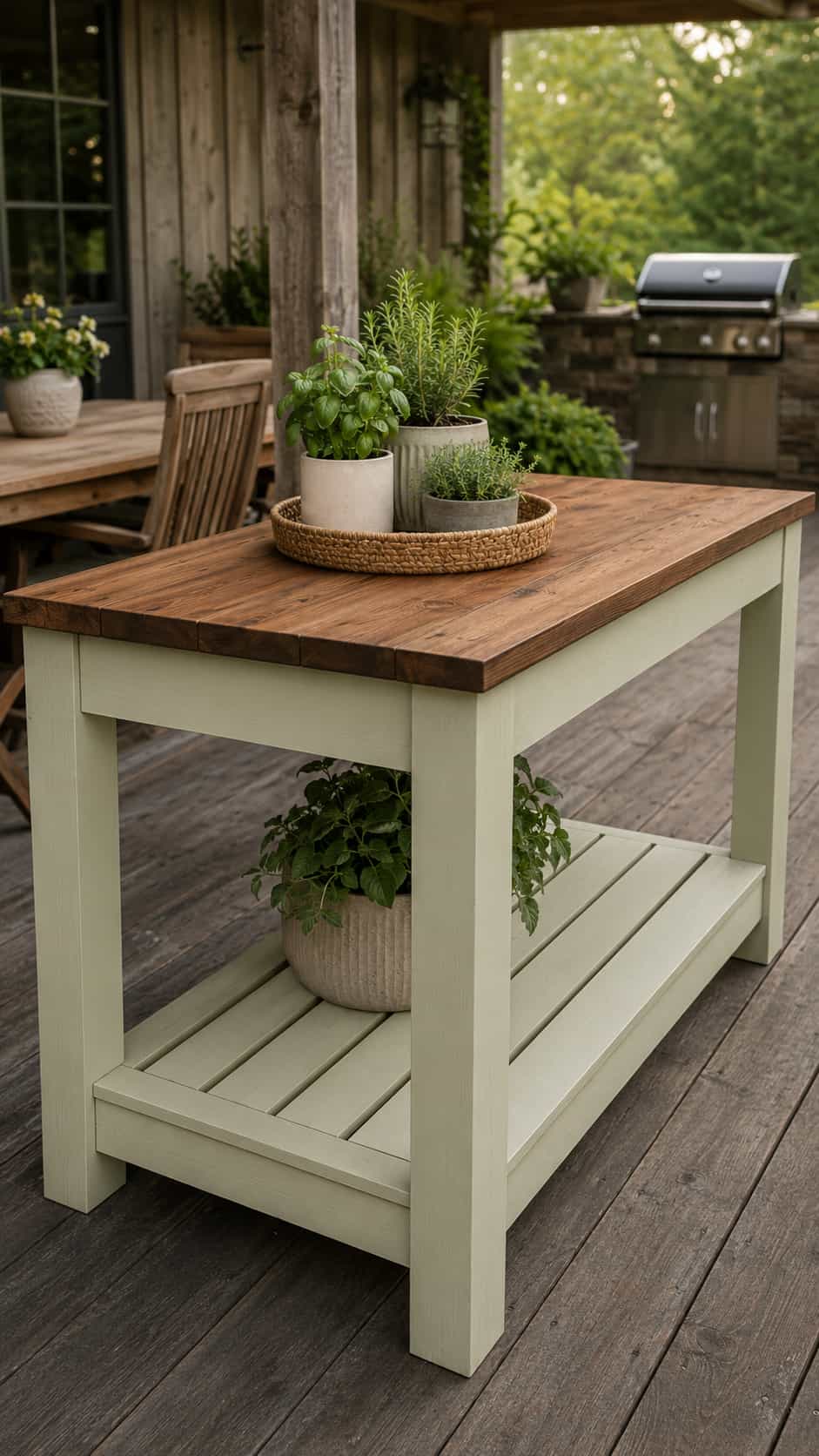 Farmhouse-Style BBQ Prep Table
