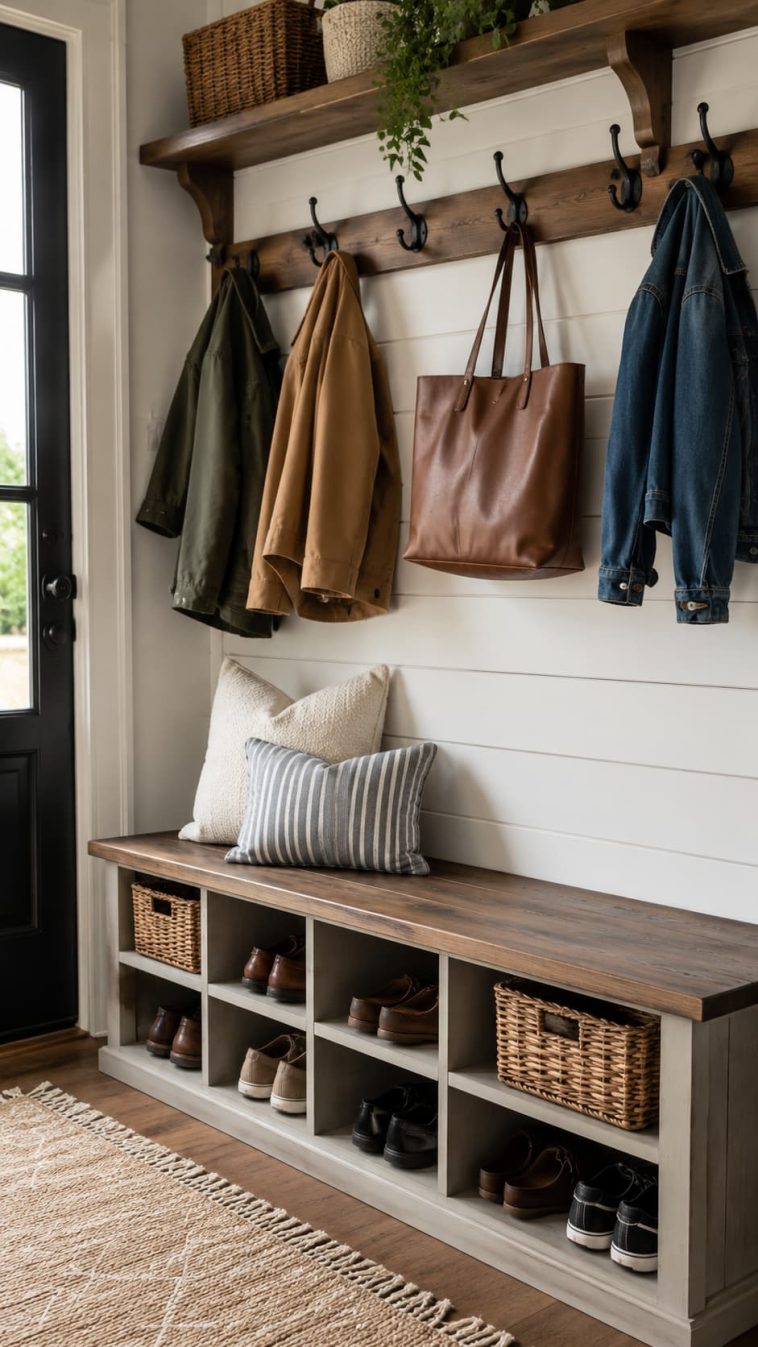 mudroom bench with shoe storage