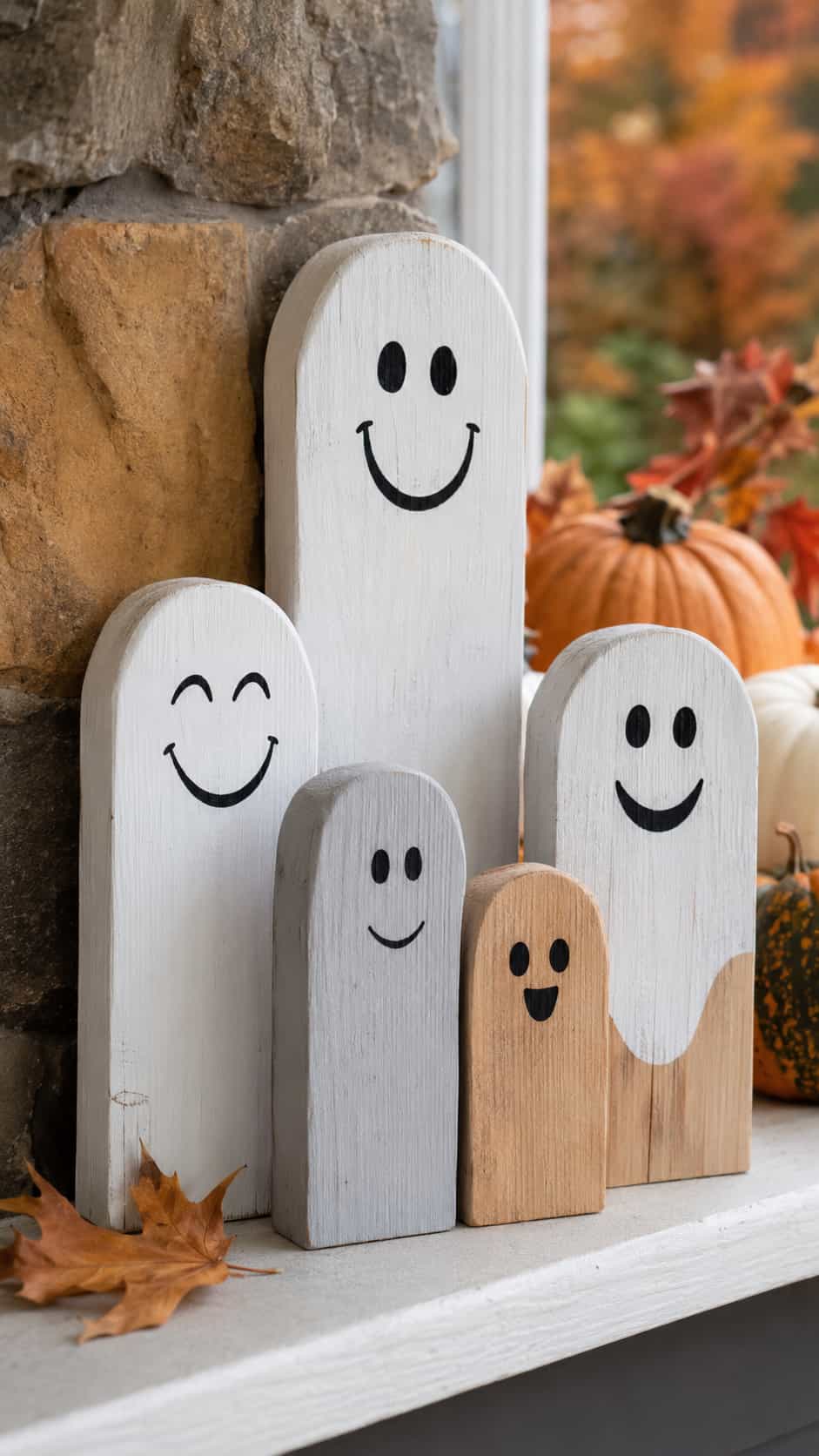 Friendly Wooden Ghost Family