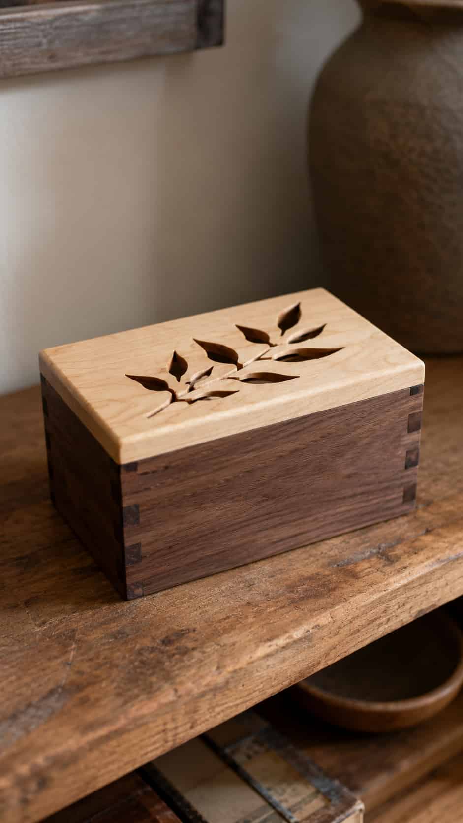 Leaf-Lid Keepsake Box