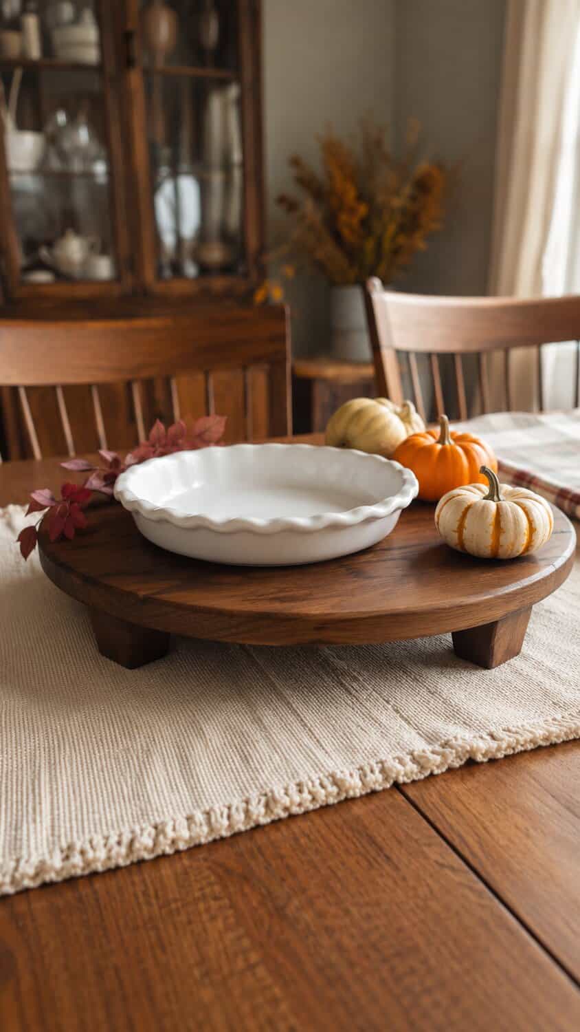 Low wooden fall dessert and pie display riser