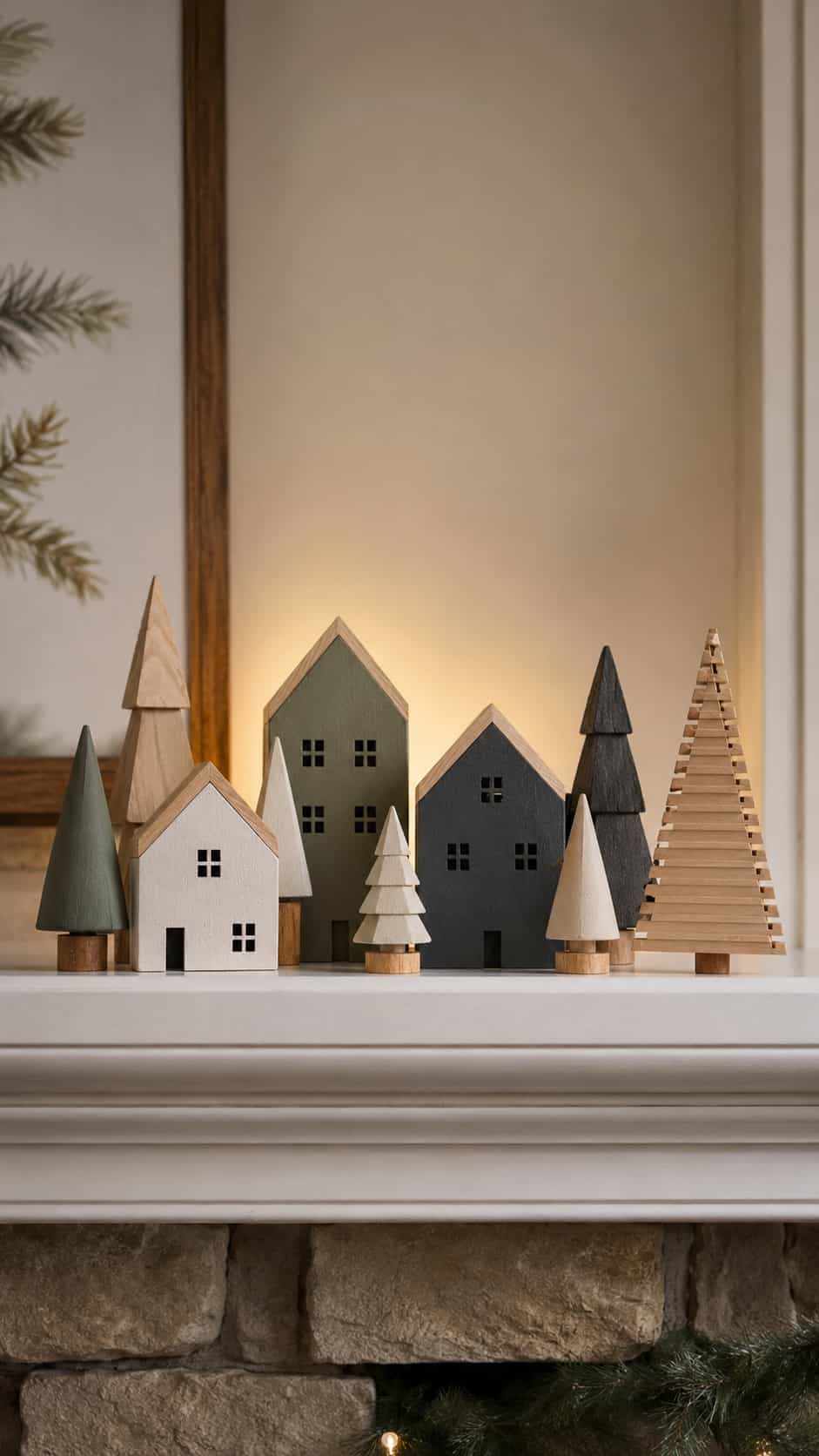 Mini Christmas Village and Tree Set
