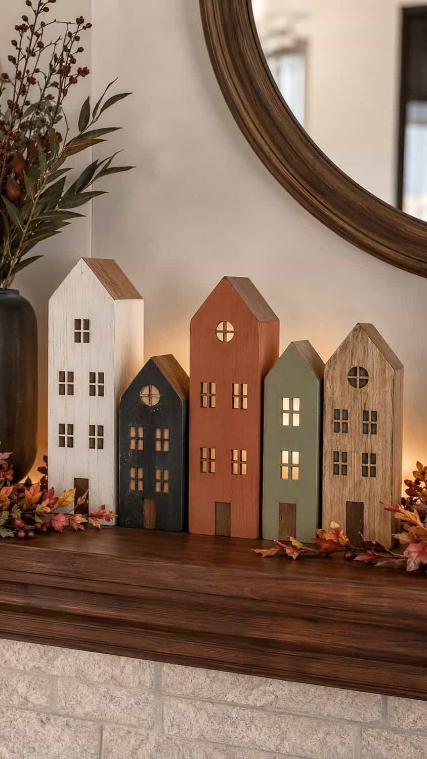 Miniature wooden fall house village