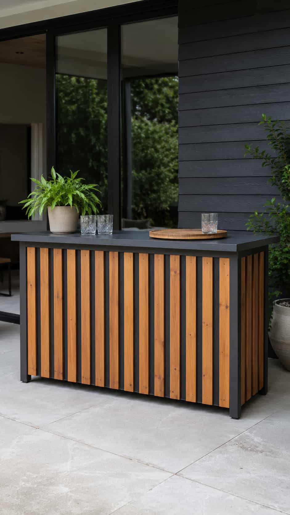 Modern Slatted Outdoor Bar