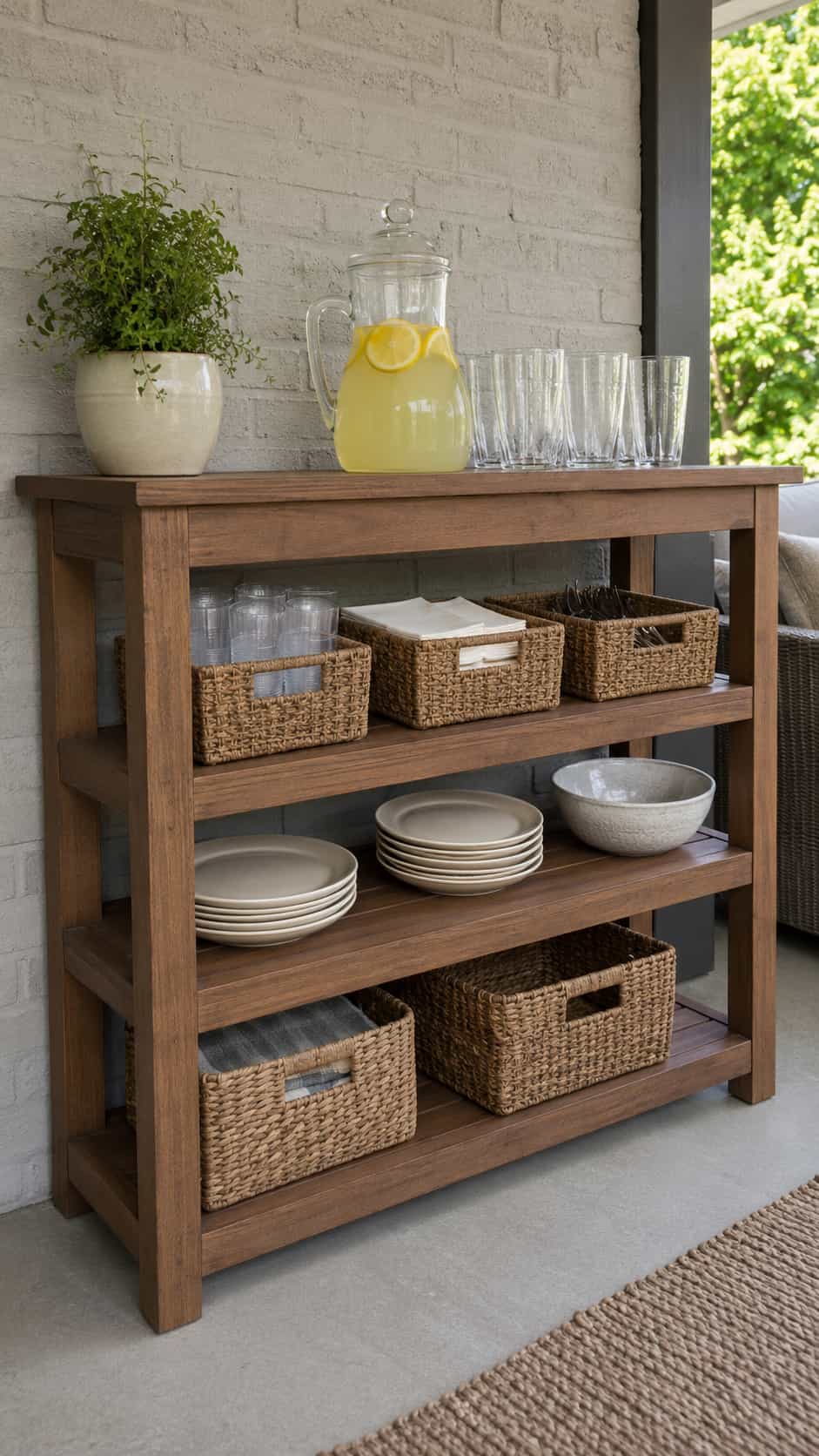 Patio Console With Open Shelves