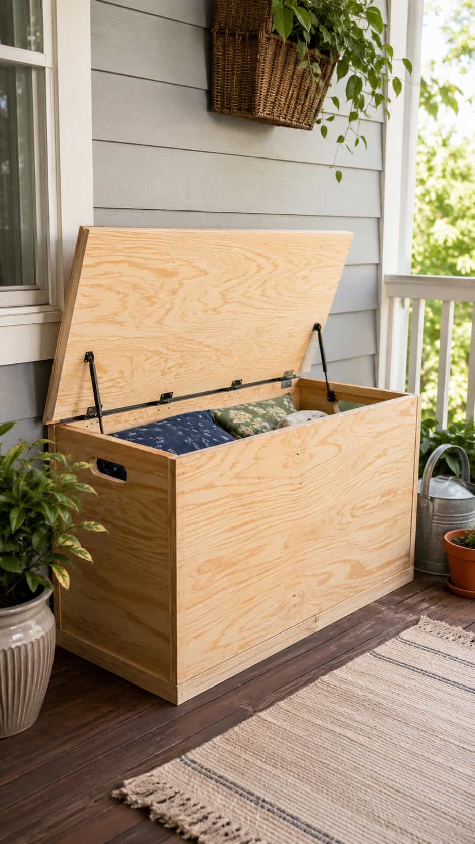 Plywood Outdoor Storage Bench