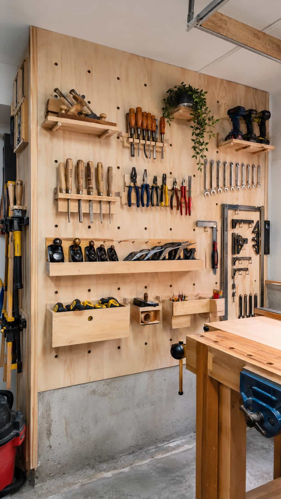 Plywood Pegboard Tool Wall