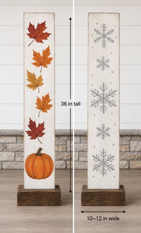 Visual-reference dimensions for a reversible fall porch sign