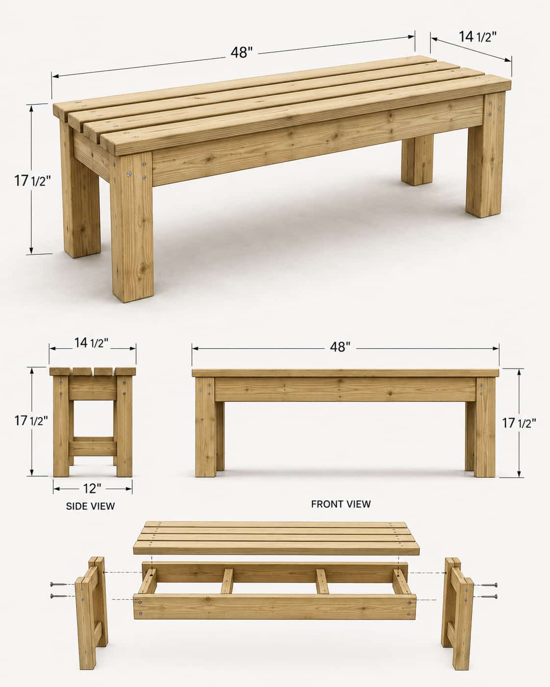 Simple 2x4 Outdoor Bench
