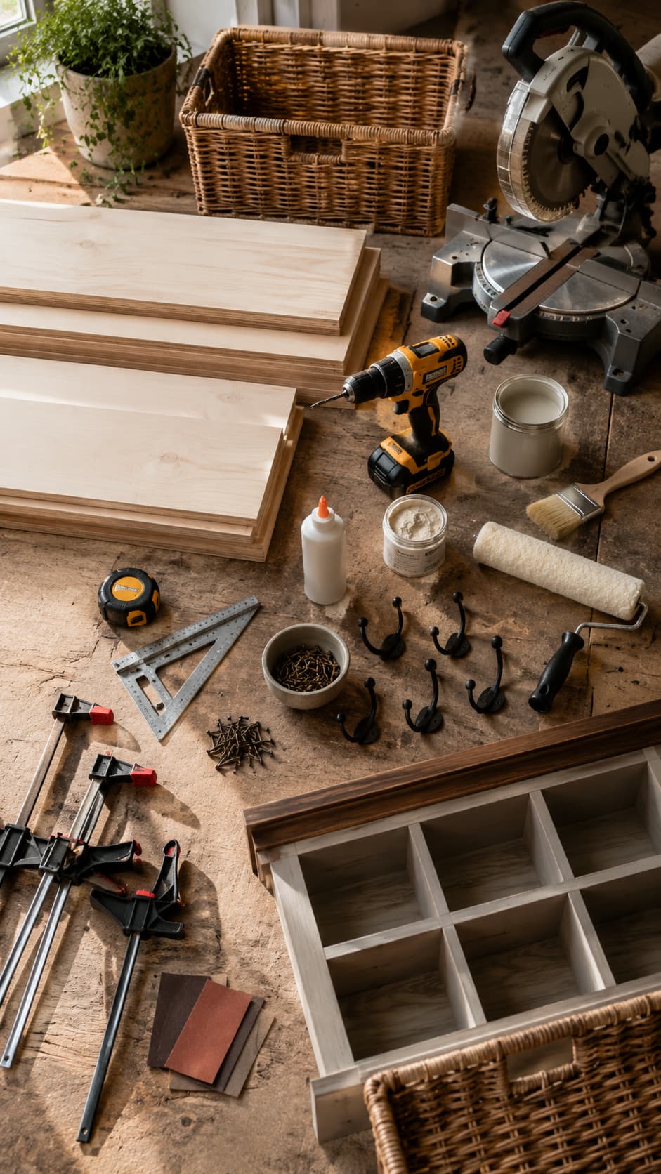 Tools and materials flat lay