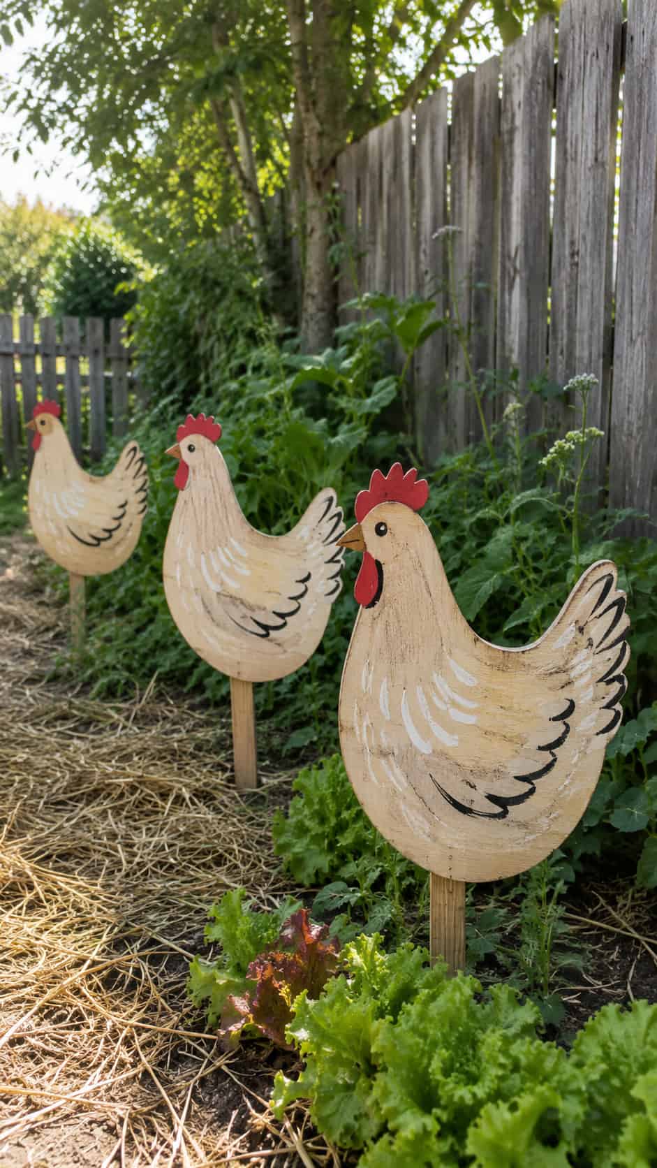 Wooden Chicken Yard Art