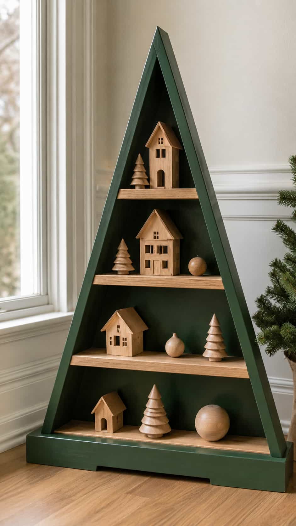 Wooden Christmas Tree Shelf