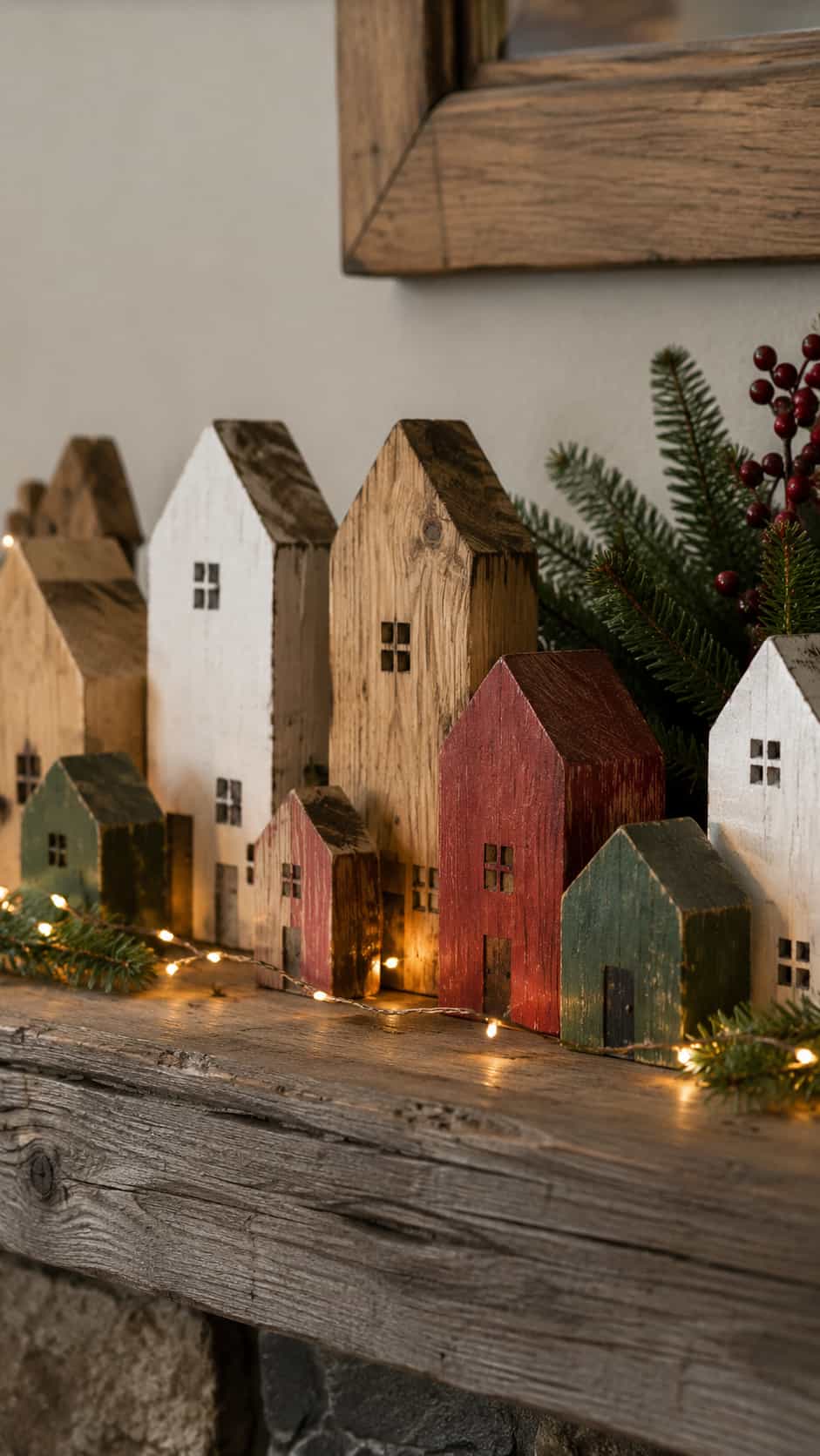 Wooden Christmas Village Houses