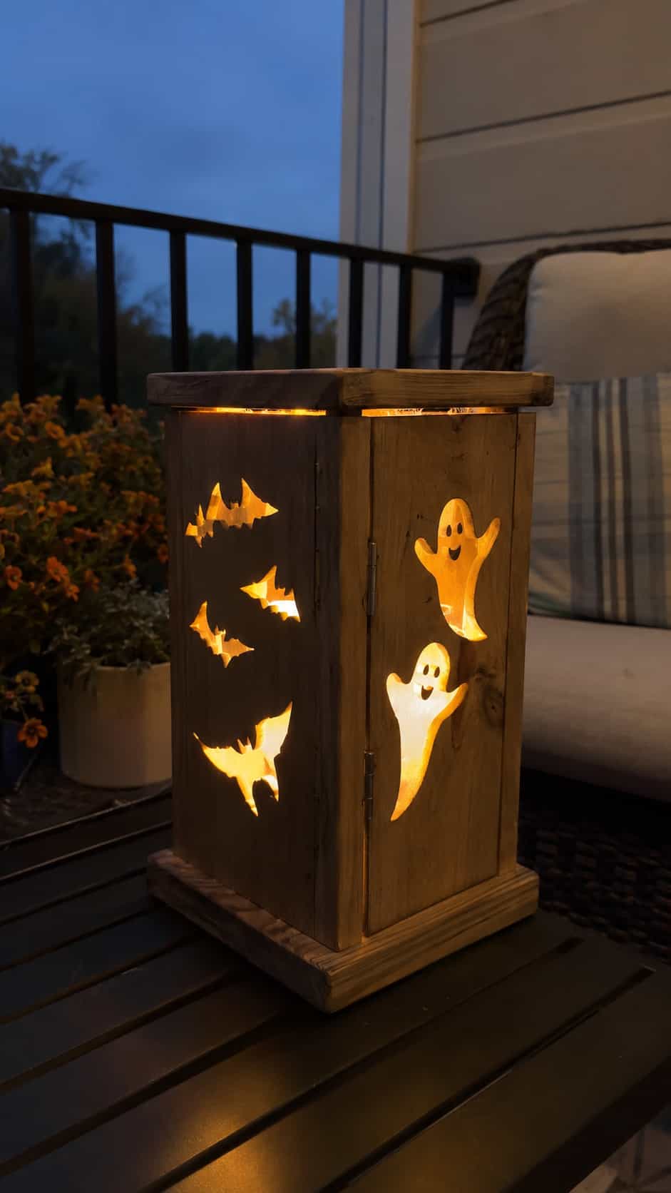 Wooden Halloween Lantern With LED Light
