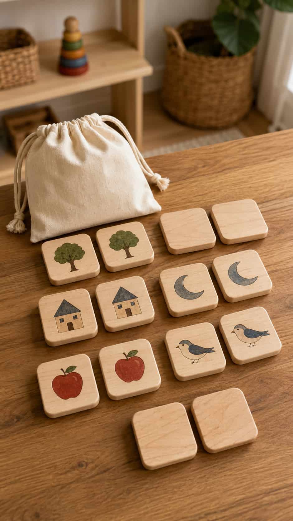 Wooden Memory Matching Tiles