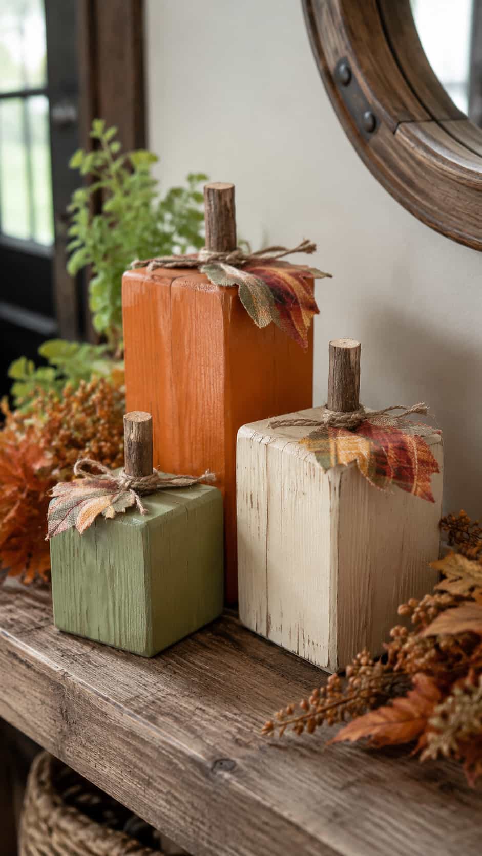 Wooden Pumpkin Trio