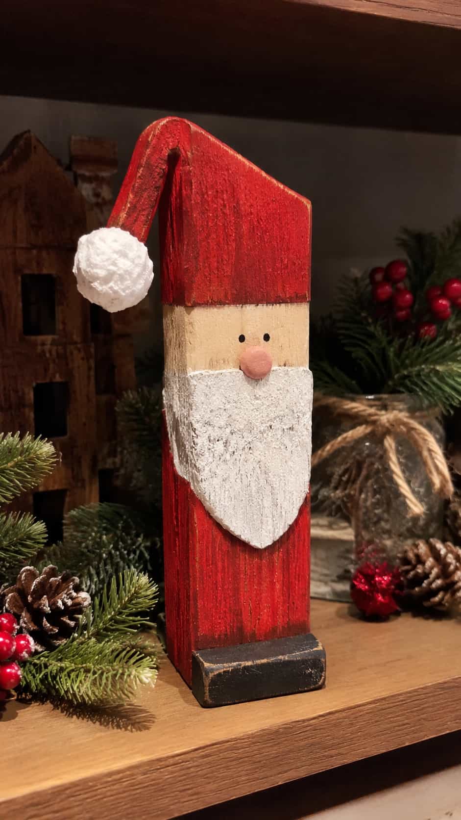 Wooden Santa Shelf Sitter