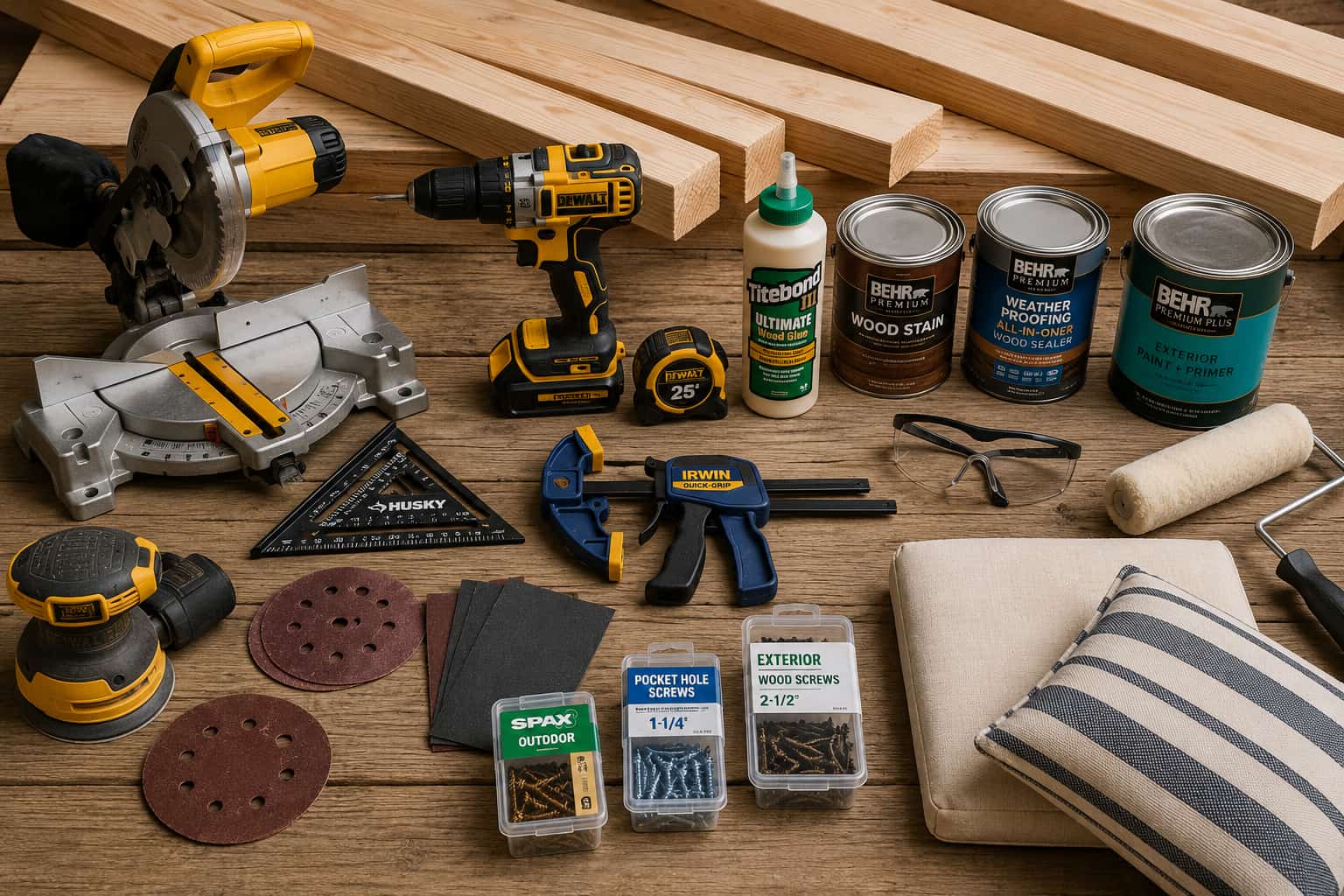 tools and materials for 2x4 outdoor furnitures