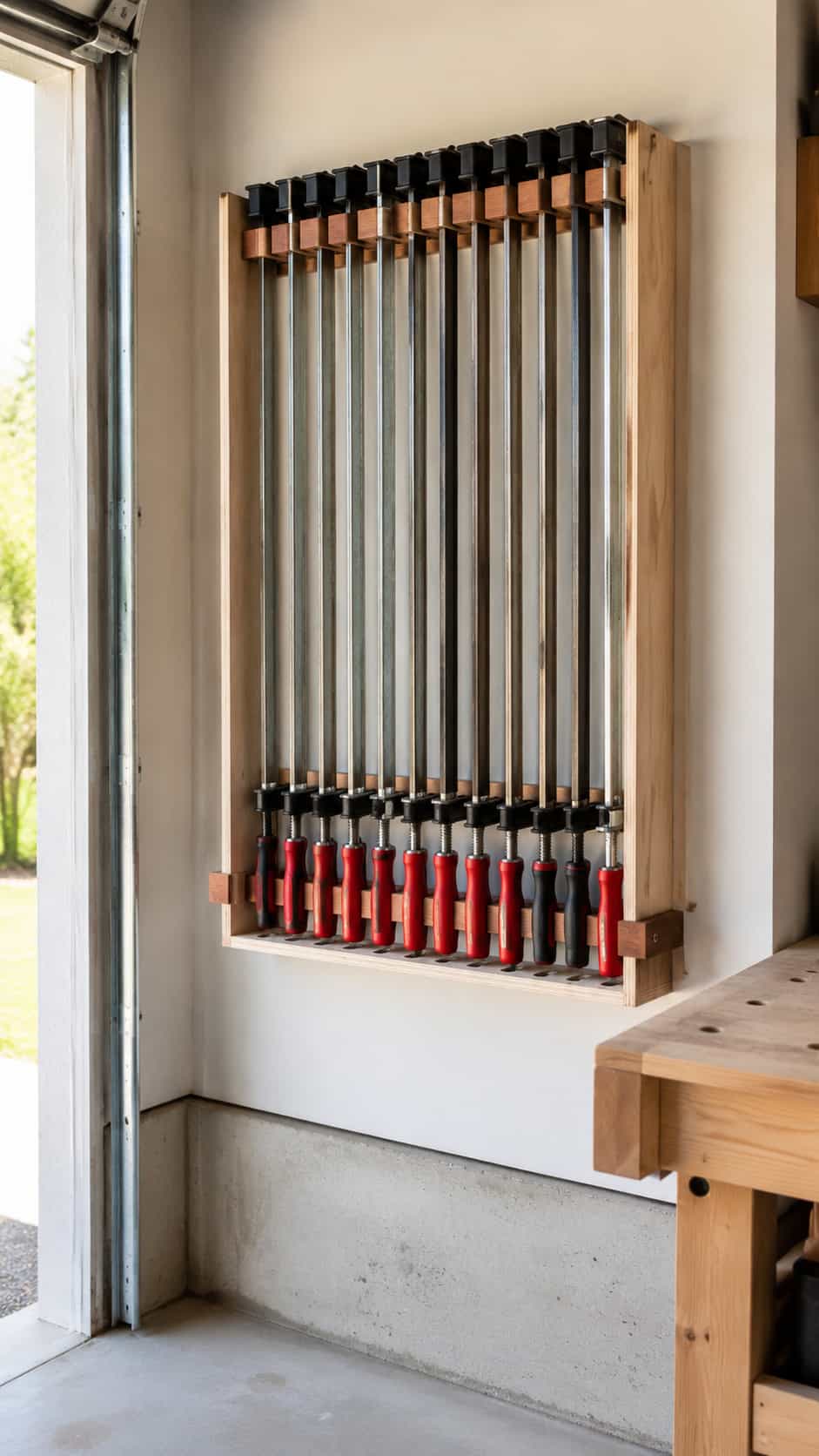 Space-Saving Workshop Clamp Rack