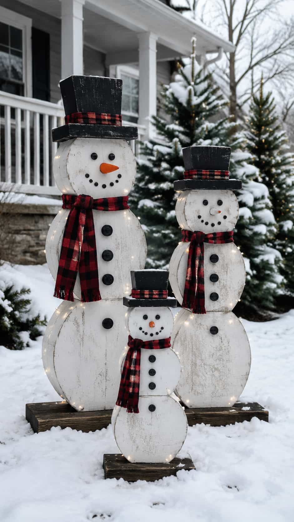 Wooden Snowman Family