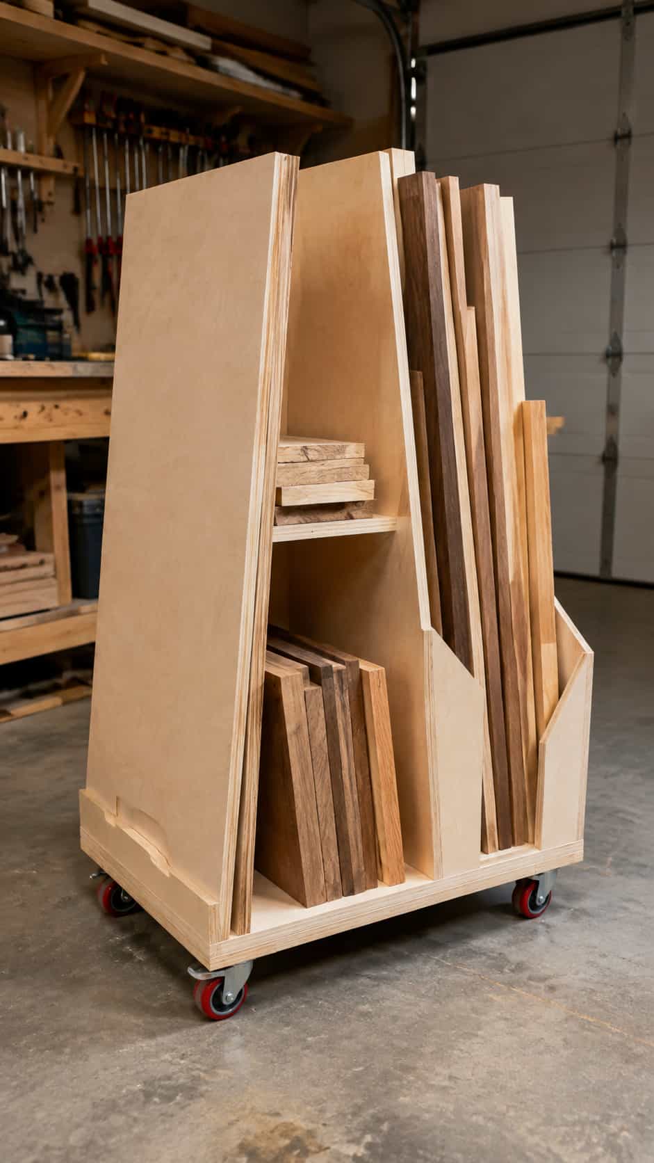 One-Sheet Mobile Plywood and Lumber Cart