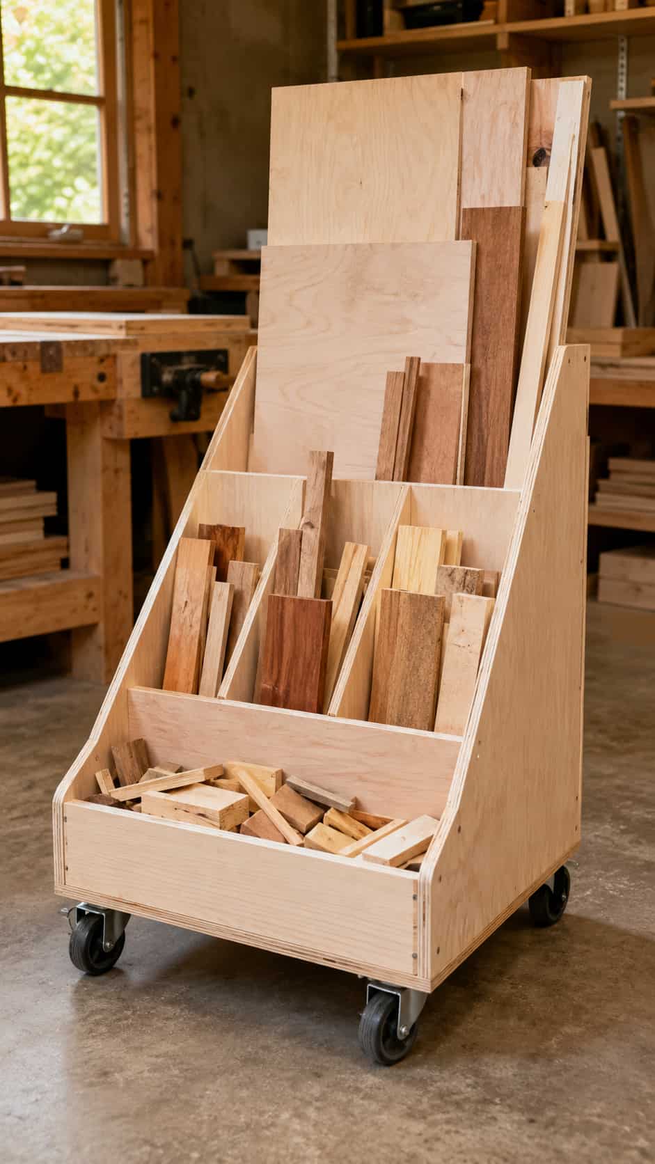 Mobile Scrap Wood and Plywood Cart