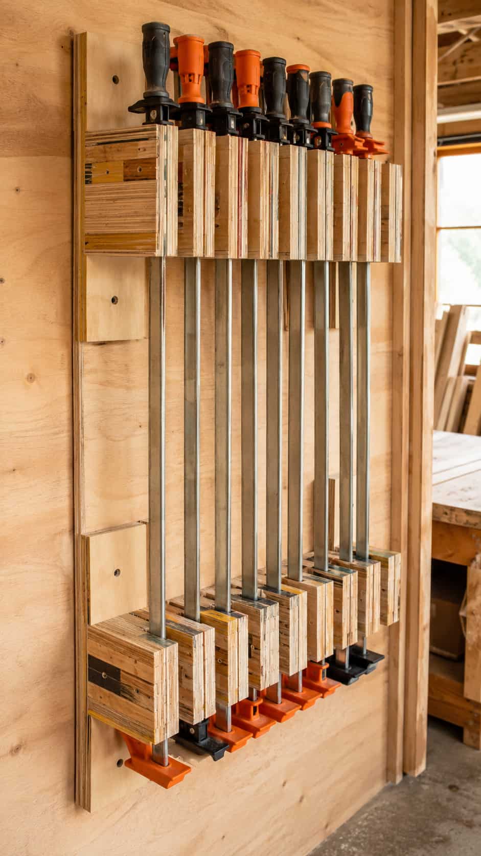 Scrap-Plywood Parallel Clamp Rack