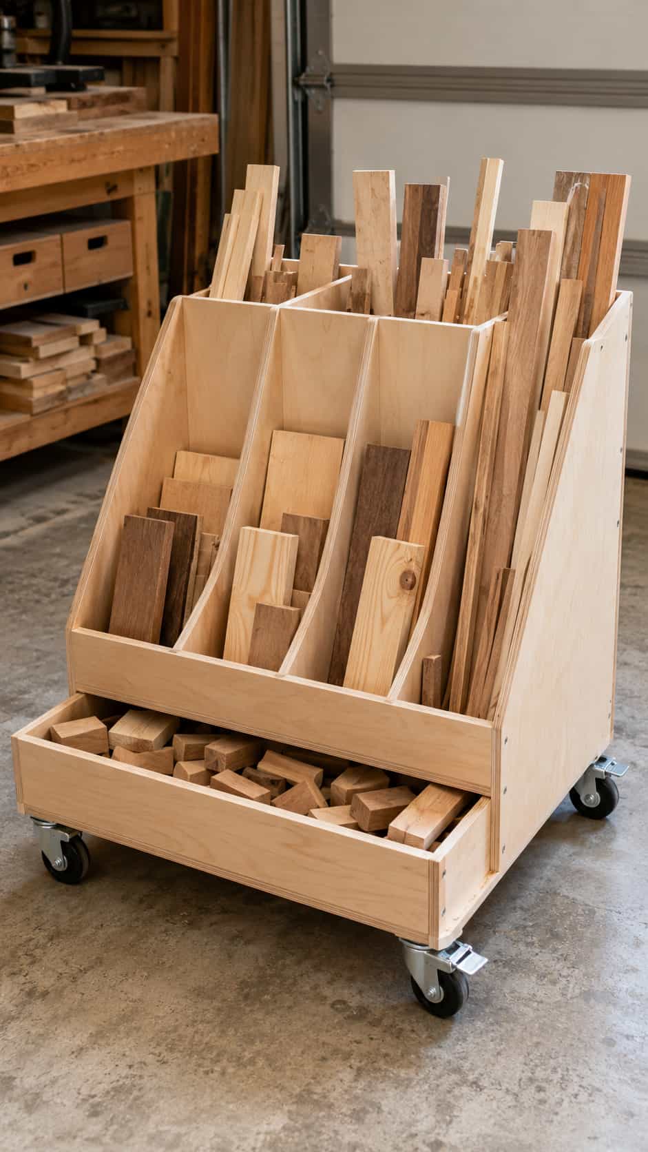 Rolling Scrap-Wood Storage Cart